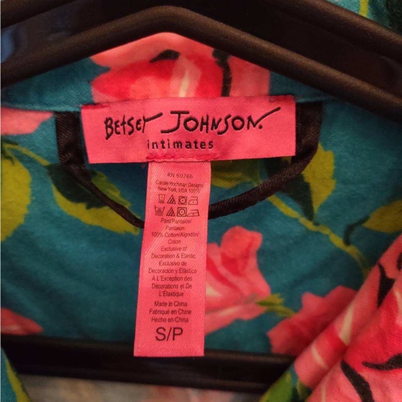 Betsey Johnson - Pink Blue Floral Flannel Pajama Set - Small - Picture 2 of 2